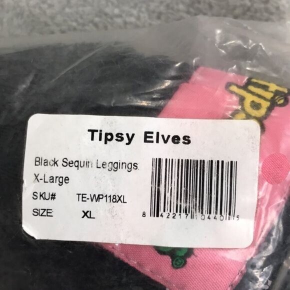 Tipsy Elves Black Sequined Leggings New in package - Picture 3 of 8